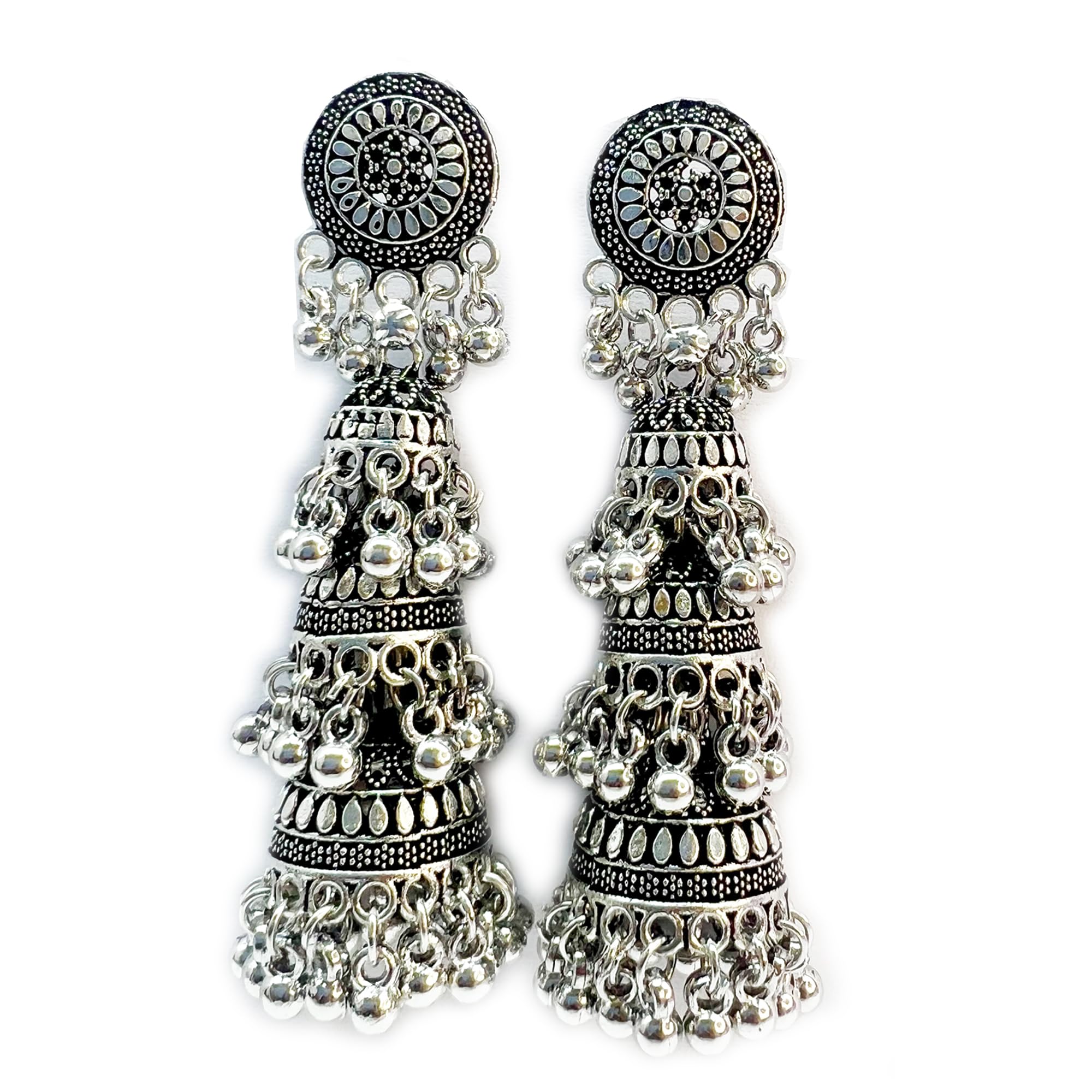 See full amazon price history chart for The Style Courtyard Oxidised Fusion 3 - Layered Oxidized And Long Black Jhumka Earrings Set For Women And Girls The Style Courtyard Oxidised Fusion 3 - Layered Oxidized And Long Black Jhumka Earrings Set For Women And Girls (B0CKC1WK12) Amazon Price History, Amazon Price Tracker