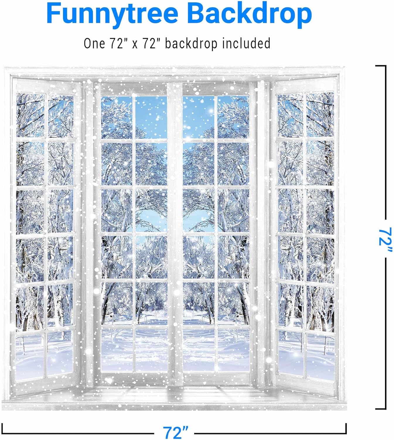 Funnytree 10 x 8 FT Winter Window Backdrop Snowflakes Snowy Scenery Background Party Decorations Supplies Banner Photoshoot Photo Studio Props