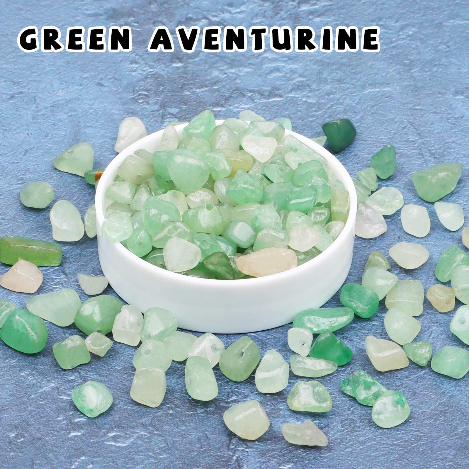 500Pcs Green Crystals Chips Beads Bulk, 5-8mm Irregular Drilled Tumbled Gemstone Chips - Image 2