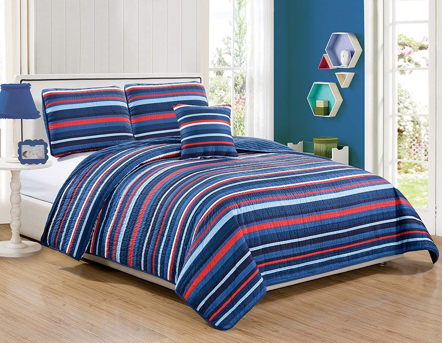 Mk Collection Juego De Colcha Acolchada Reversible Extragra