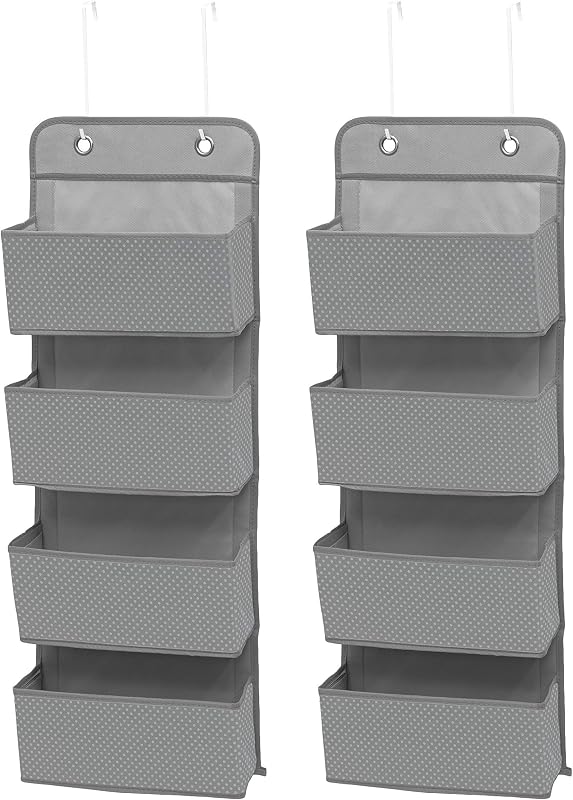 Organizador para colgar sobre la puerta con 4 bolsillos Delta Children, paquete de 2, gris paloma
