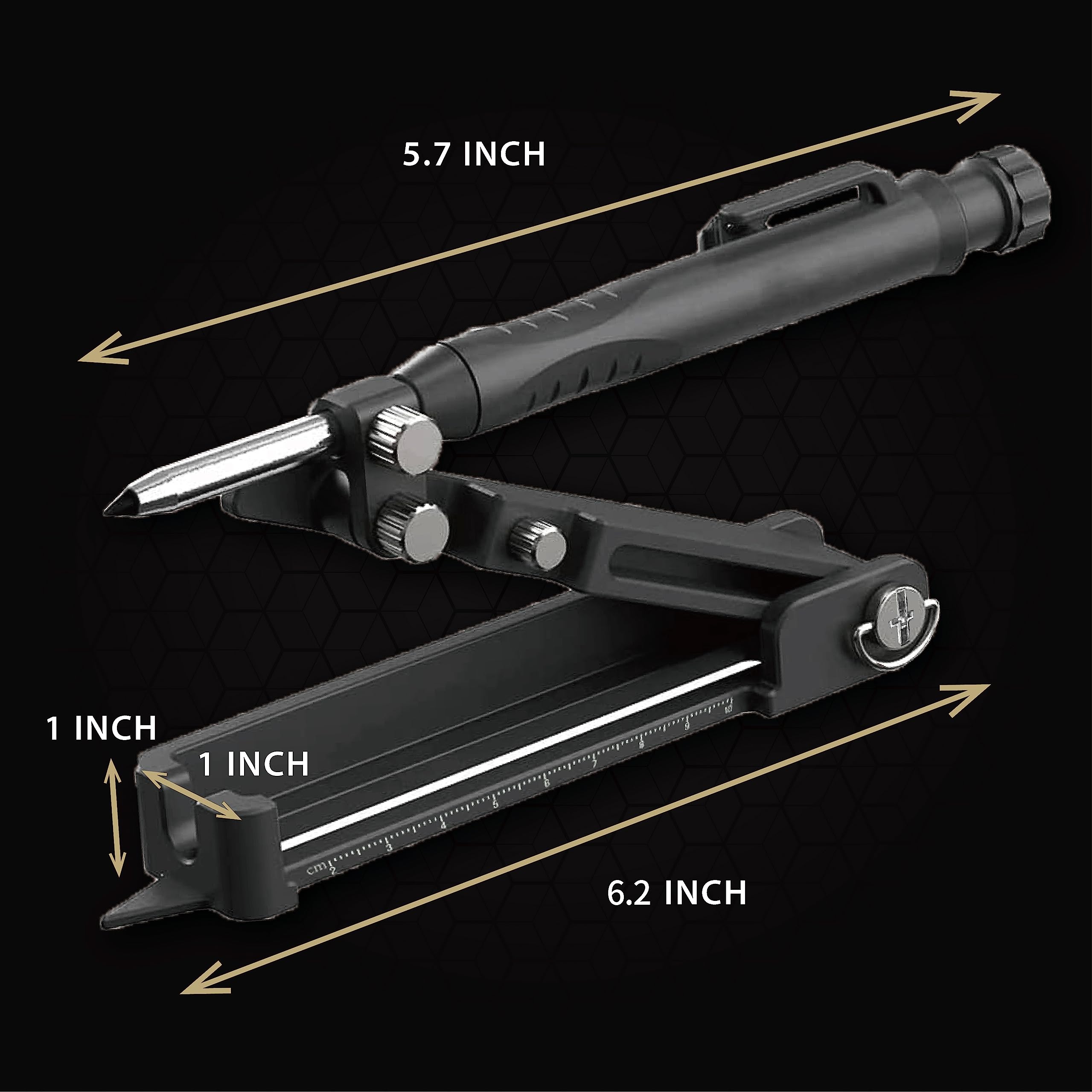 Multi-function Scribing Tool, Zinc Alloy Smart Scribe Tool with Solid Carpenter Pencil, DIY Scribe Tool Woodworking, Gauge Scriber Line Maker, Measuring Tool with Scale, Black — Amazon image 7