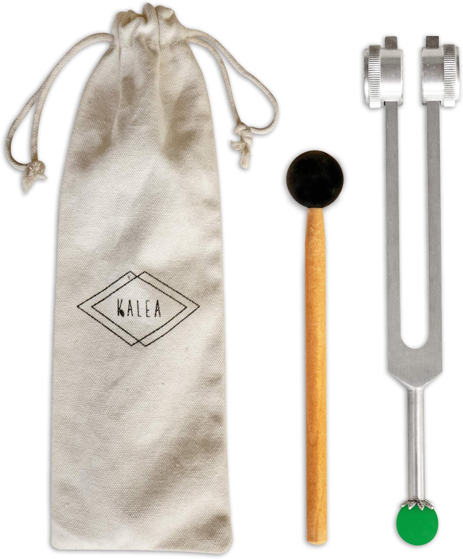 OM Tuning Fork 136.1 HZ Weighted - with Buddha Bead Base for Ultimate Healing and Relaxation - Green for Heart Chakra