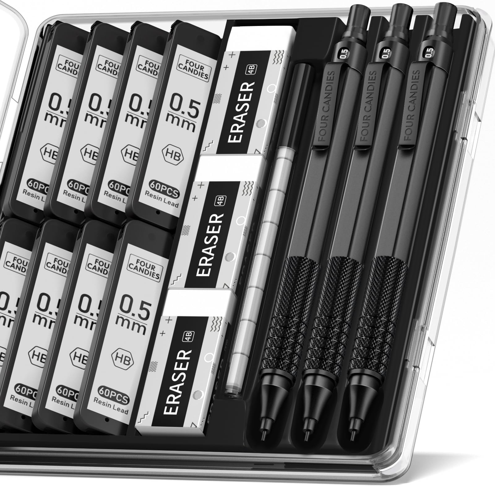Four Candies Metal Mechanical Pencil Set, 3PCS Art Drafting Pencils 0.5 ...