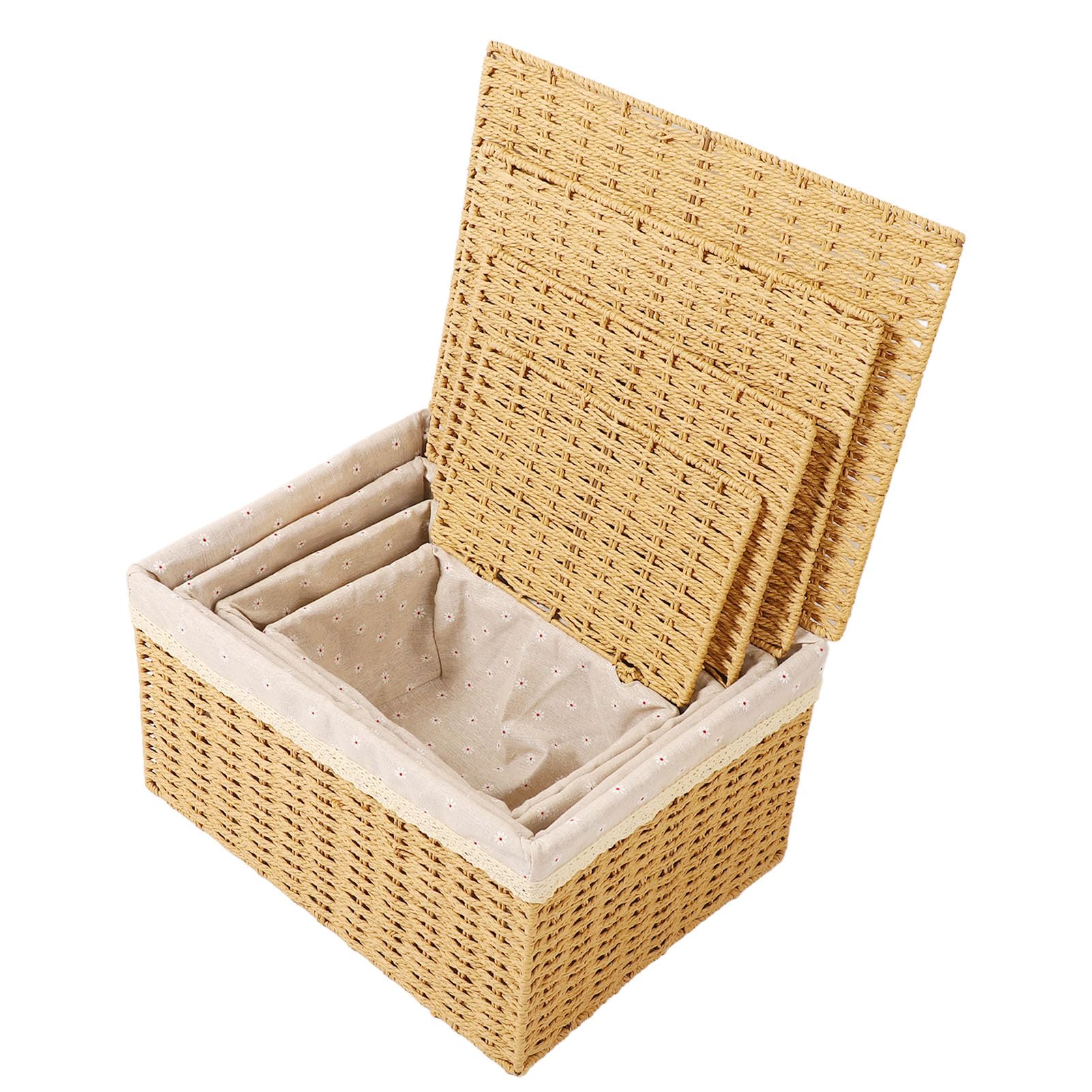 AMONIDA Aufbewahrungskörbe-Set, 4-teiliges Gewebtes Grasseil,