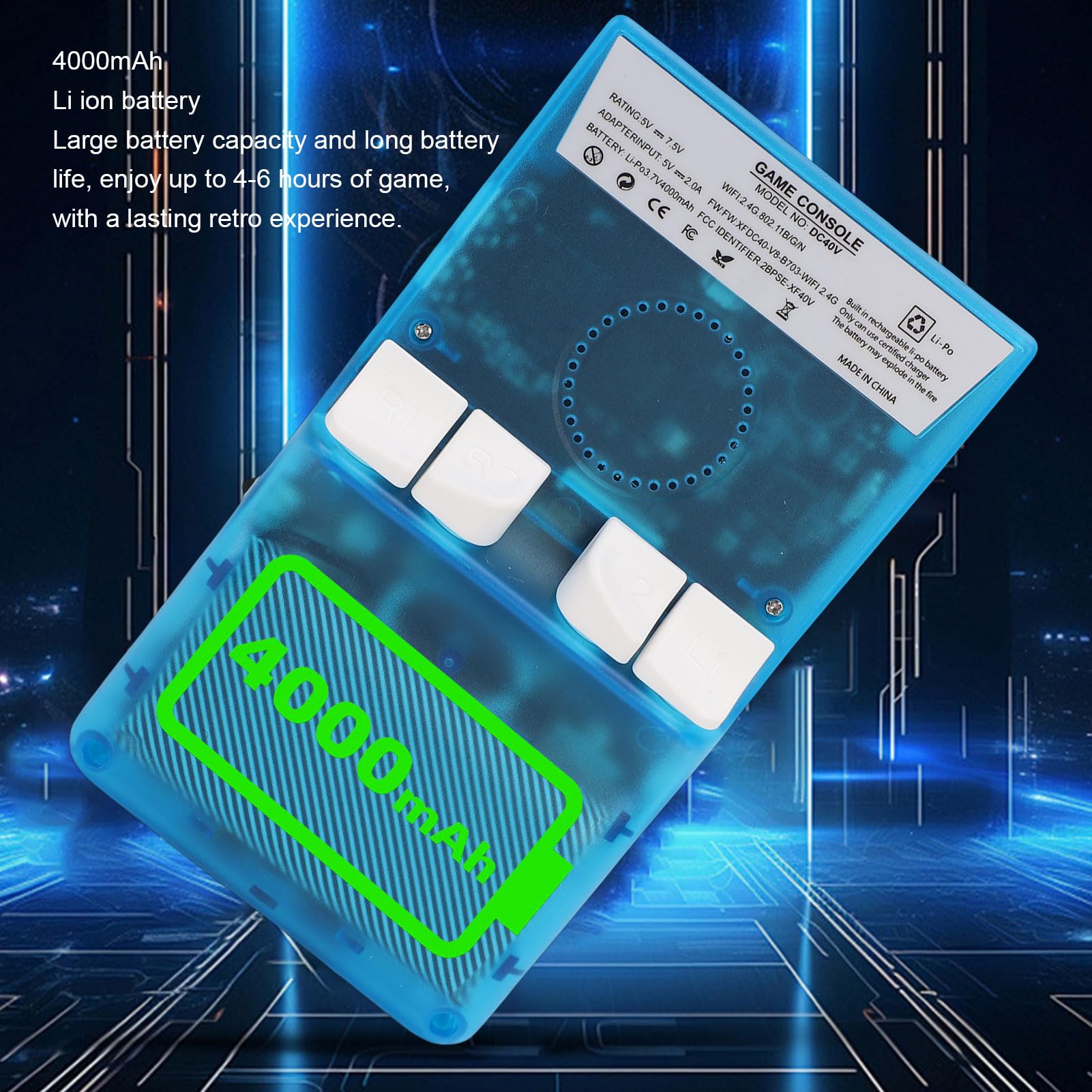 EMUKOEP Console di Gioco Portatile con Doppio Joystick con Schermo MIPI HD da 4 Pollici, Operativo Open Source Vasta Libreria di Giochi (128G)