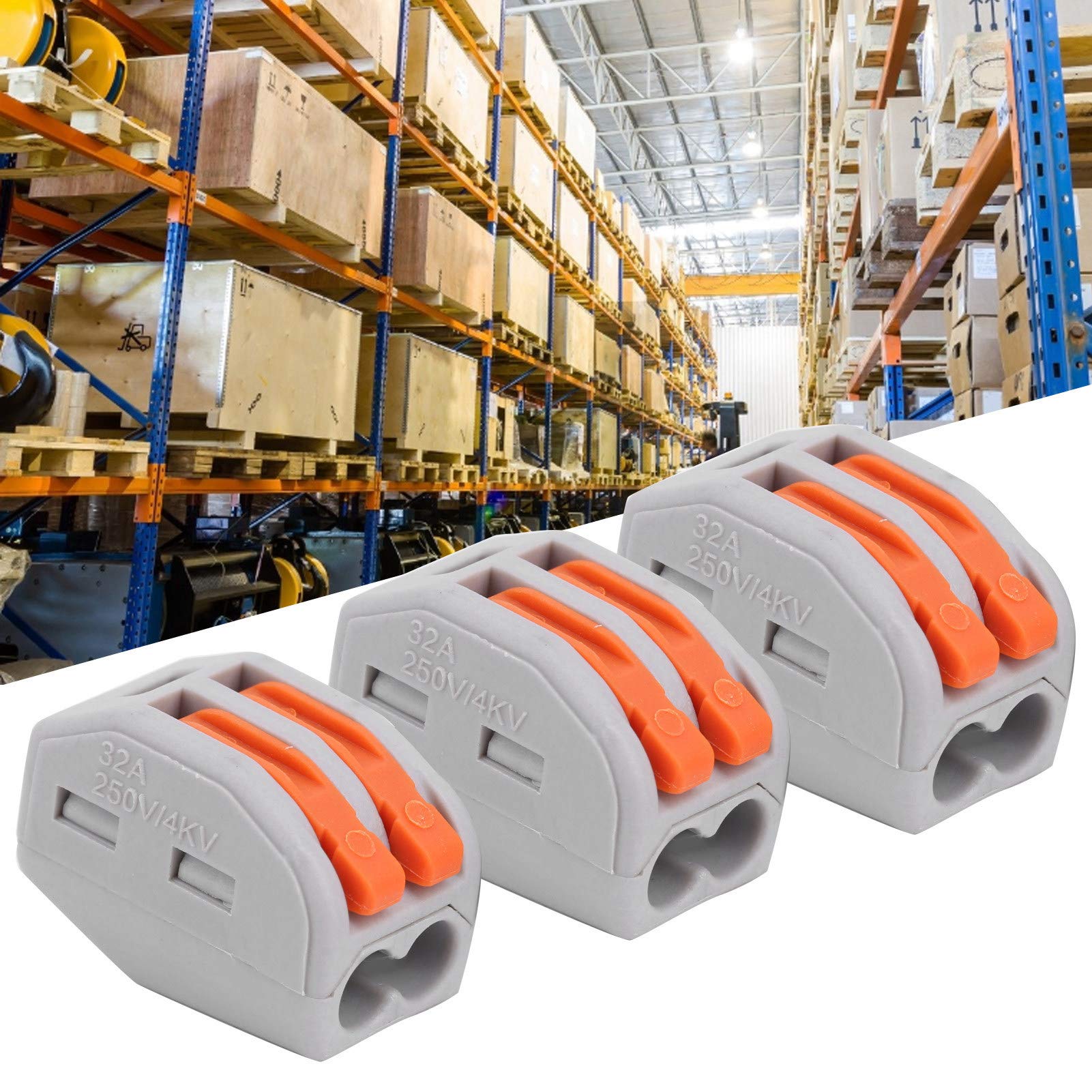 VOBOR 100Pcs Connettore per cablaggio a spinta Morsettiere di linea a connessione rapida Connettori per cavi per dispositivi paralleli(PCT-212)