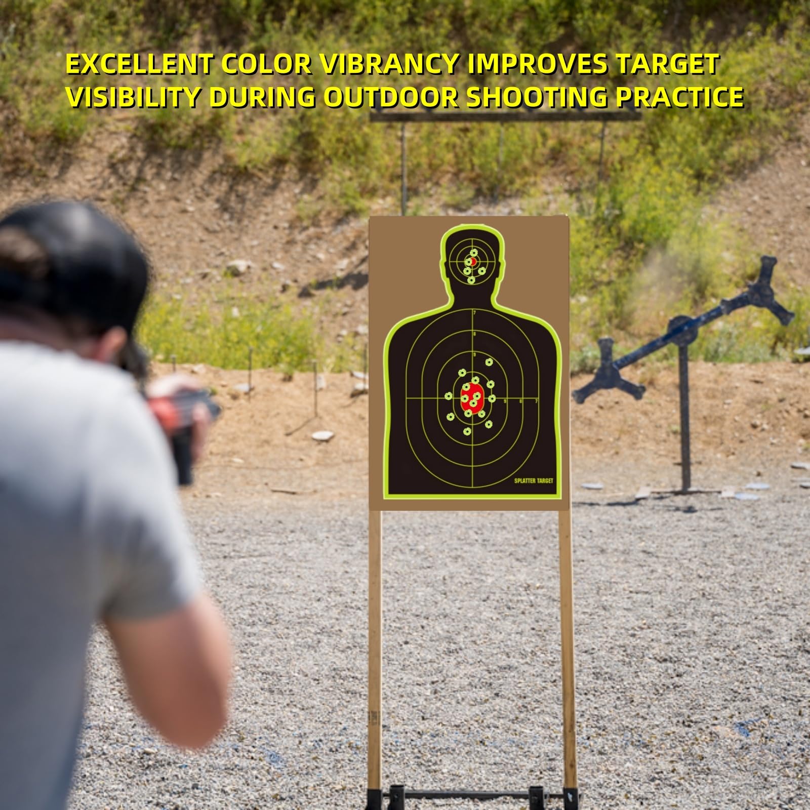 Lipulacer 12 x 18 inch Shooting Targets, Silhouette Splatter Targets Adhesive, Bright Yellow Splash Impact Reactive for Outdoor Indoor Shooting Range Practice