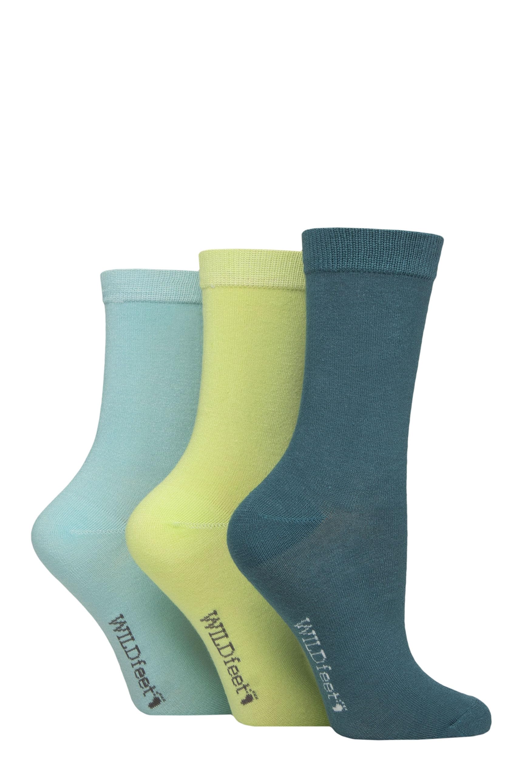 Sockshop Women's Teal / Green / Light Blue Wildfeet Plain Bamboo Socks Pack Of 3 (Uk, Numeric, 4, 8, Regular, Regular, Teal/Green/Light Blue)