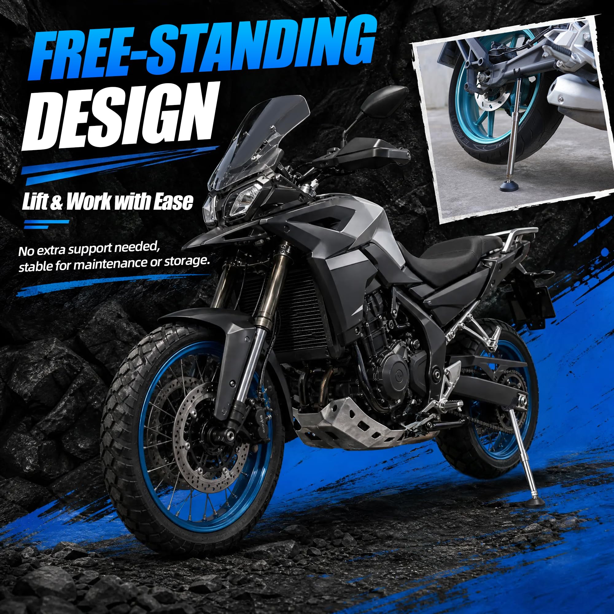 Caballete Moto Soporte para Motocicleta Gato Motocicleta Caballete Rueda Soporte de Cadena Rodillo Limpieza Ruedas Universal para Motocicleta Dirt Pit Bike