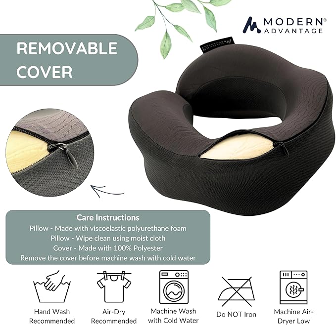 Almohada de Viaje Memory Foam Ajustable Negra miniatura 6