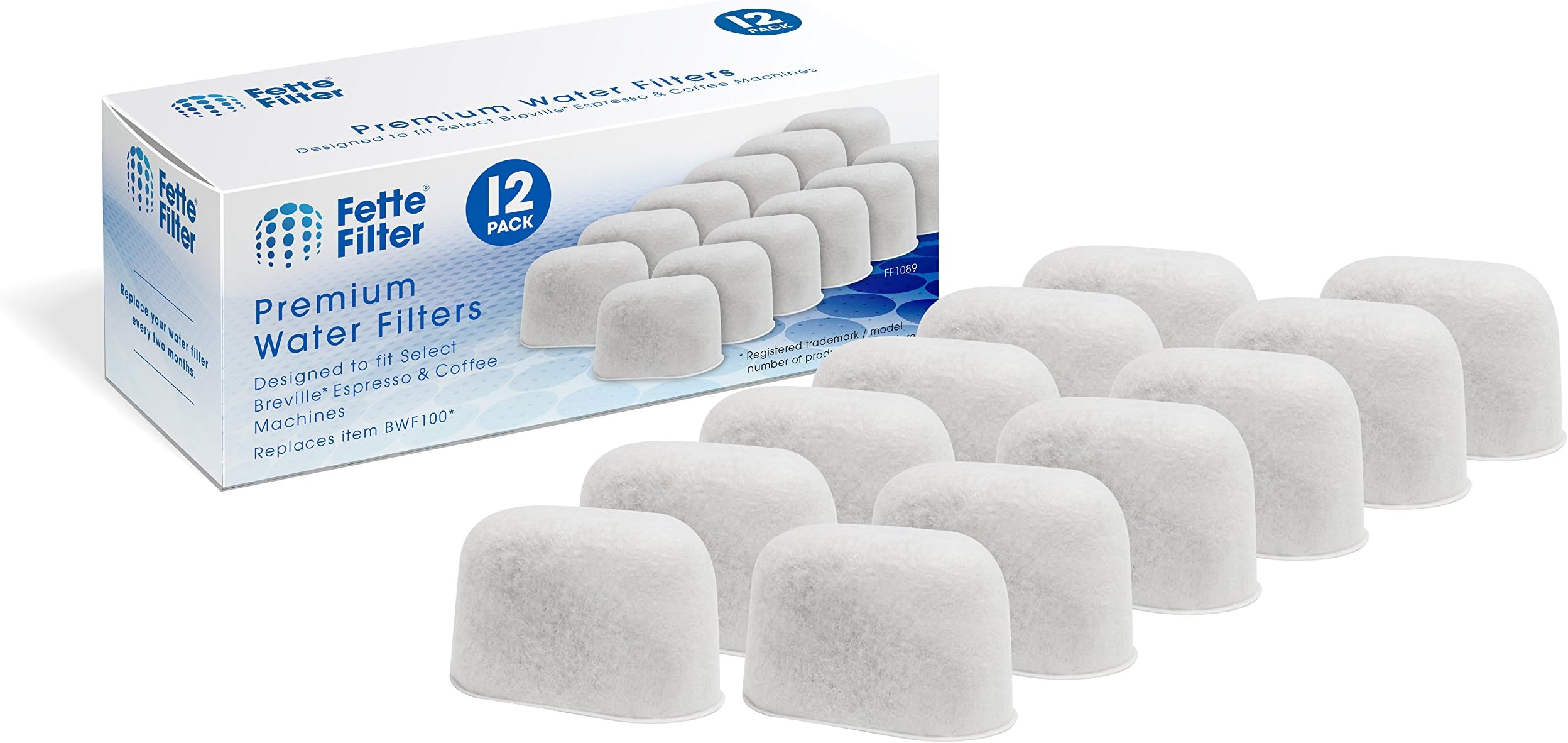 Filtri Acqua A Carbone Attivo Per Macchine Breville – Compatibili BWF100 – Confezione Da 12 – Anticalcare