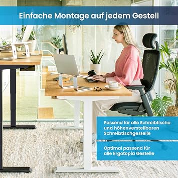 Ergotopia Real Beech Wood Table Top 120 cm, Ideal for Height-Adjustable Desks, Made in Germany, 2.5 cm Solid Wood Top, Office Table Top, Desk Top
