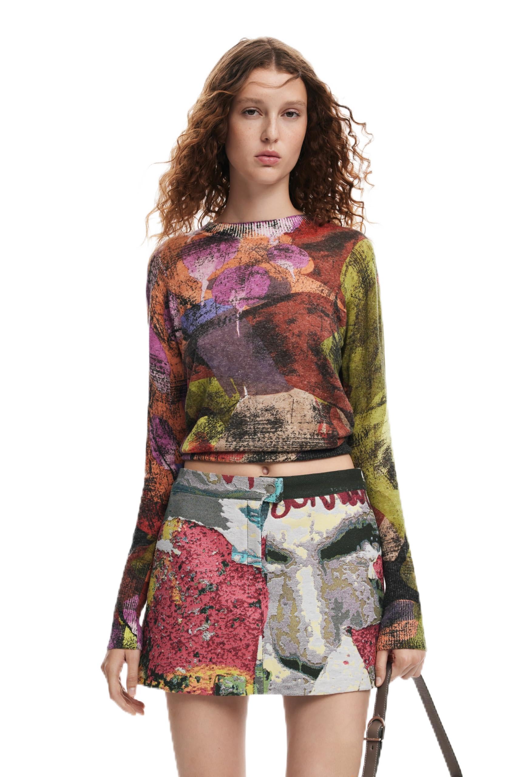 Desigual Women's Material Finishes. Woman Woven Skirt Short, Material Finishes, Xl