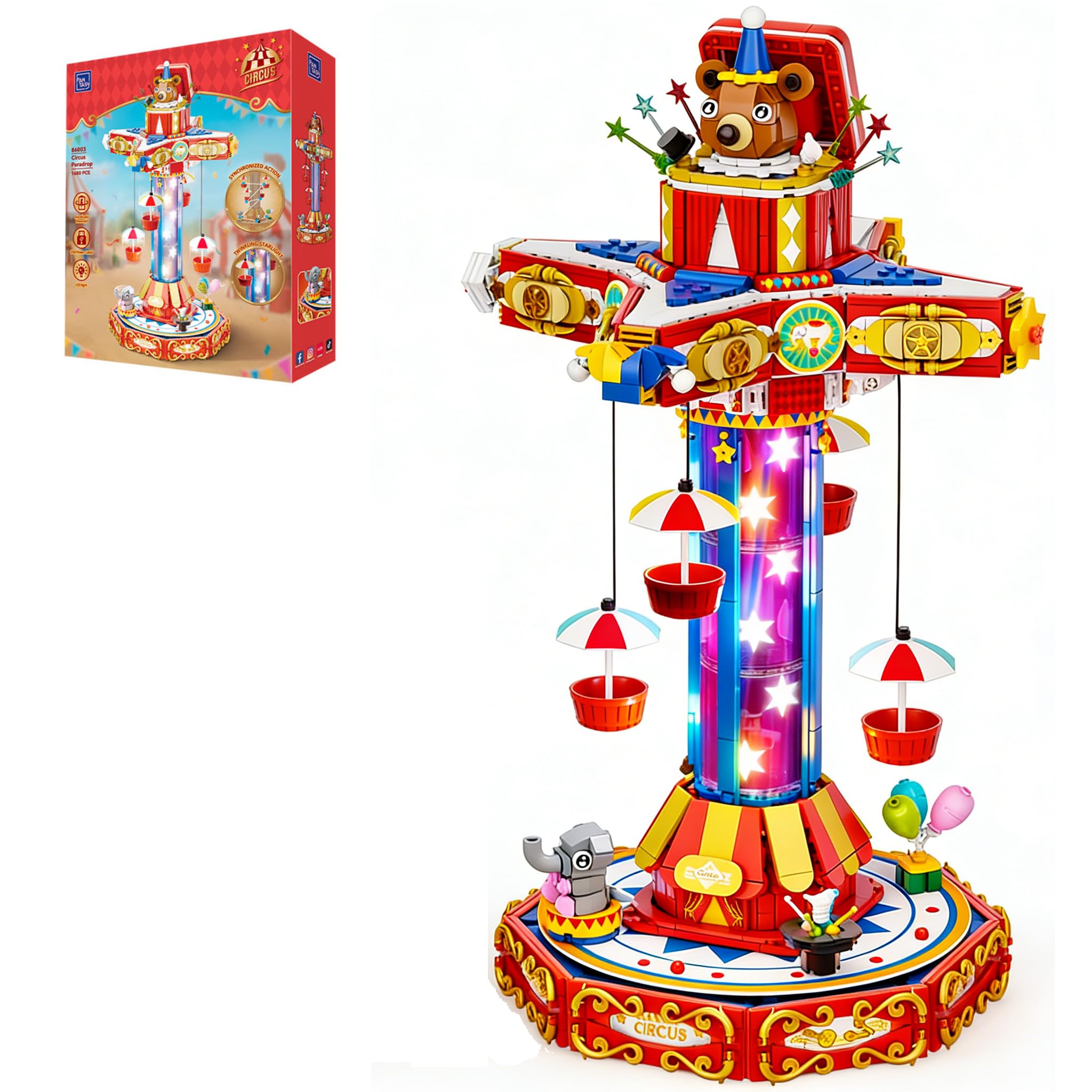 Amazon.com: PANTASY Circus Paradrop Building Block Set, Retro