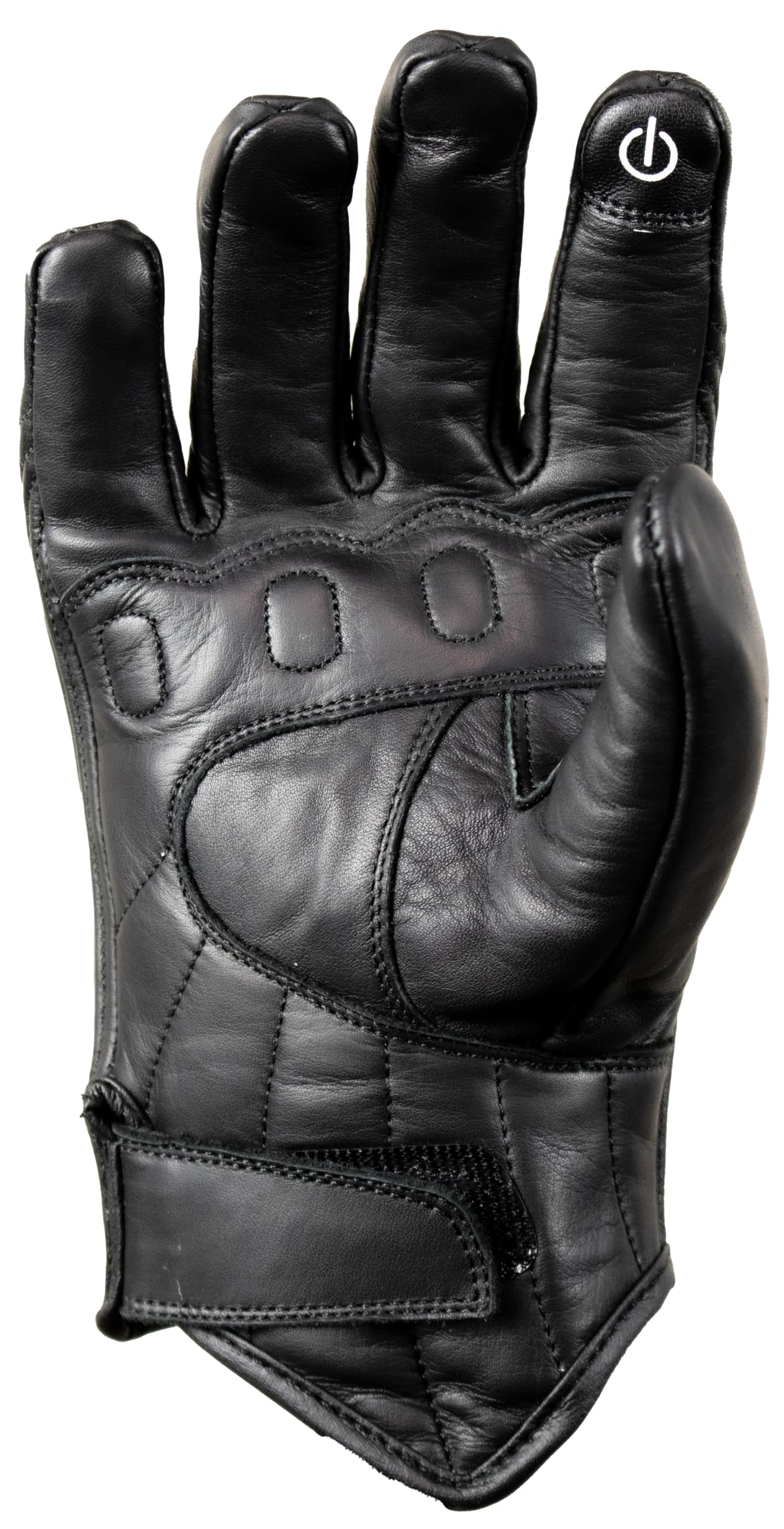 MDM Guanti moto in pelle per uomo stile classico, palmo antiscivolo, protezione discreta delle nocche e chiusura regolabile, nero