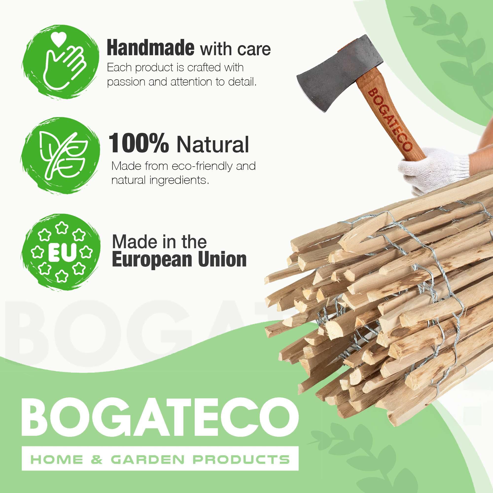 BOGATECO Clôture ganivelle à Lattis Noisetier Bois | 100 cm de Hauteur et 500 cm de Long | Distance entre Lattes 4-5 CM | Clôture de Jardin | Peut être Utilisé Comme de Support pour les Vignes