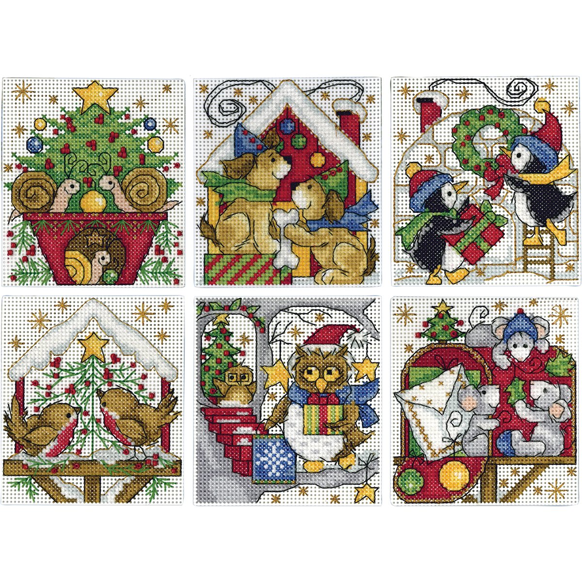 Design Works Home for Christmas Cross Stitch Ornament Kit Cotton, 8.9 x 10.2 cm, 14 Pieces, 6 Pieces, 3-1/2" x 4" - Image 2
