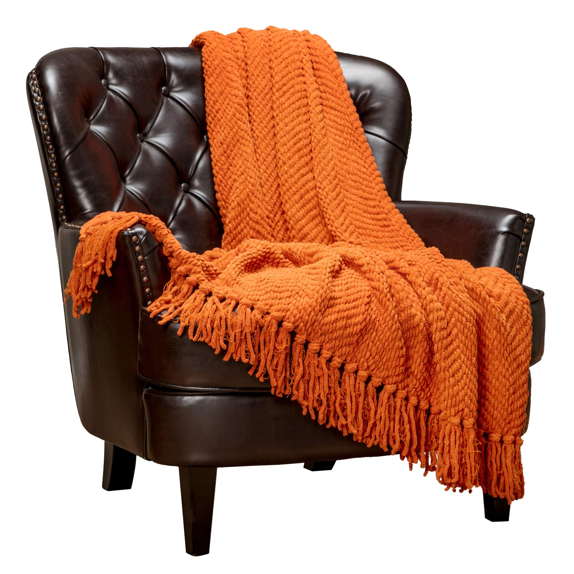 Chanasya Textured Knitted Super Soft Throw Blanket with Tassels - Warm Fluffy Cozy Plush Knit - for Fall Winter Couch Bed ...