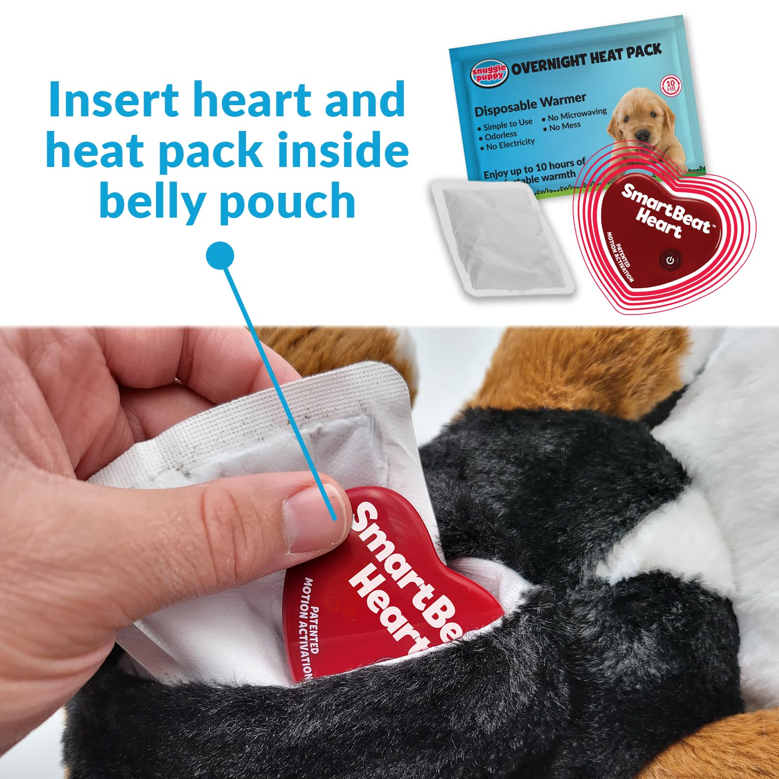 Snuggle Puppy Plus - Peluche per cani con battito cardiaco, sollievo dall'ansia e aiuto calmante, giocattolo comodo per allenamento comportamentale (Bernese)