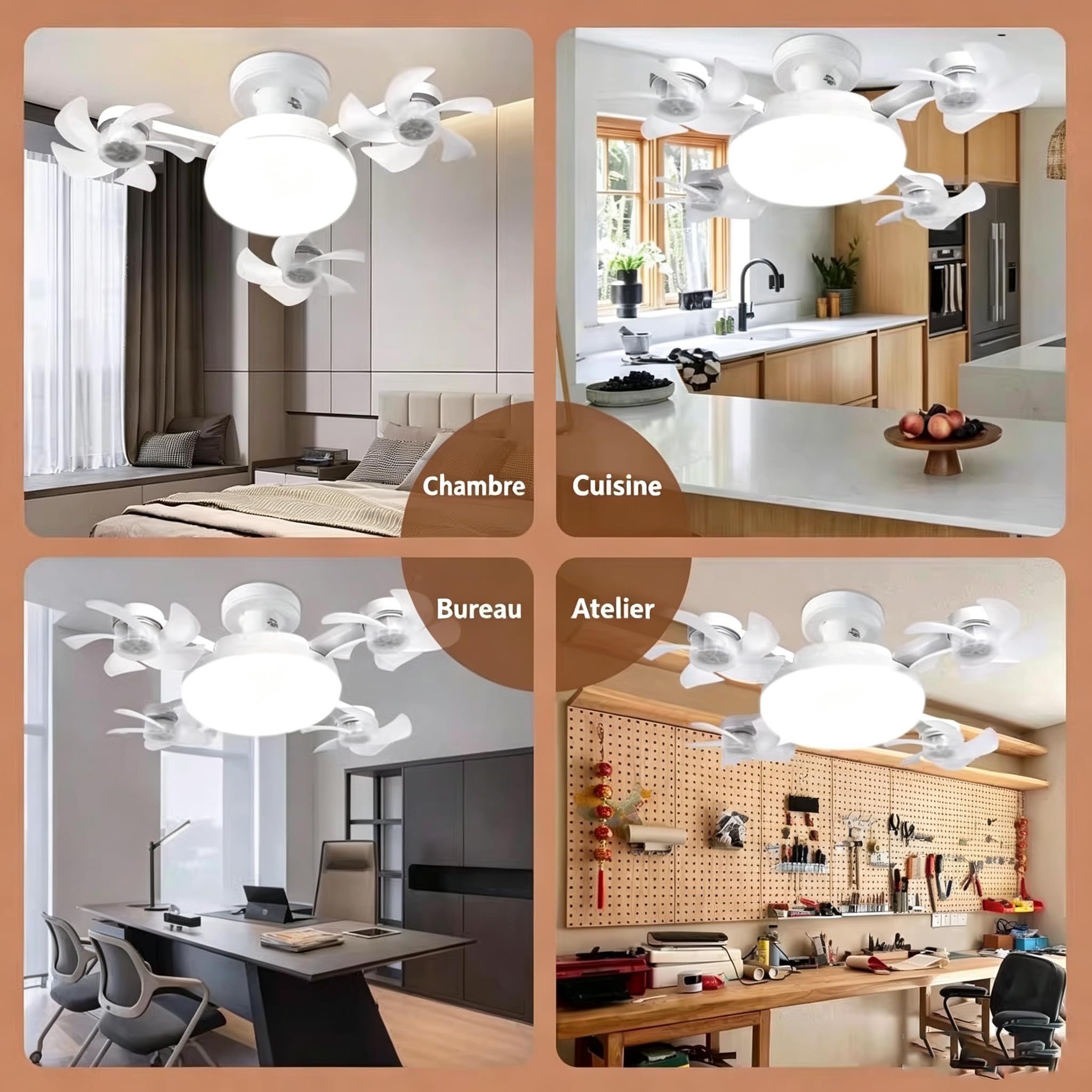 MEIION doulia Aerolume Ventilateur de plafond à pales pliables avec lumière