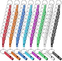 Hollowfly Extra Loud Aluminum Emergency Whistles with Keychains - Bulk 200 Pack Survival Safety for Hiking Camping Sports