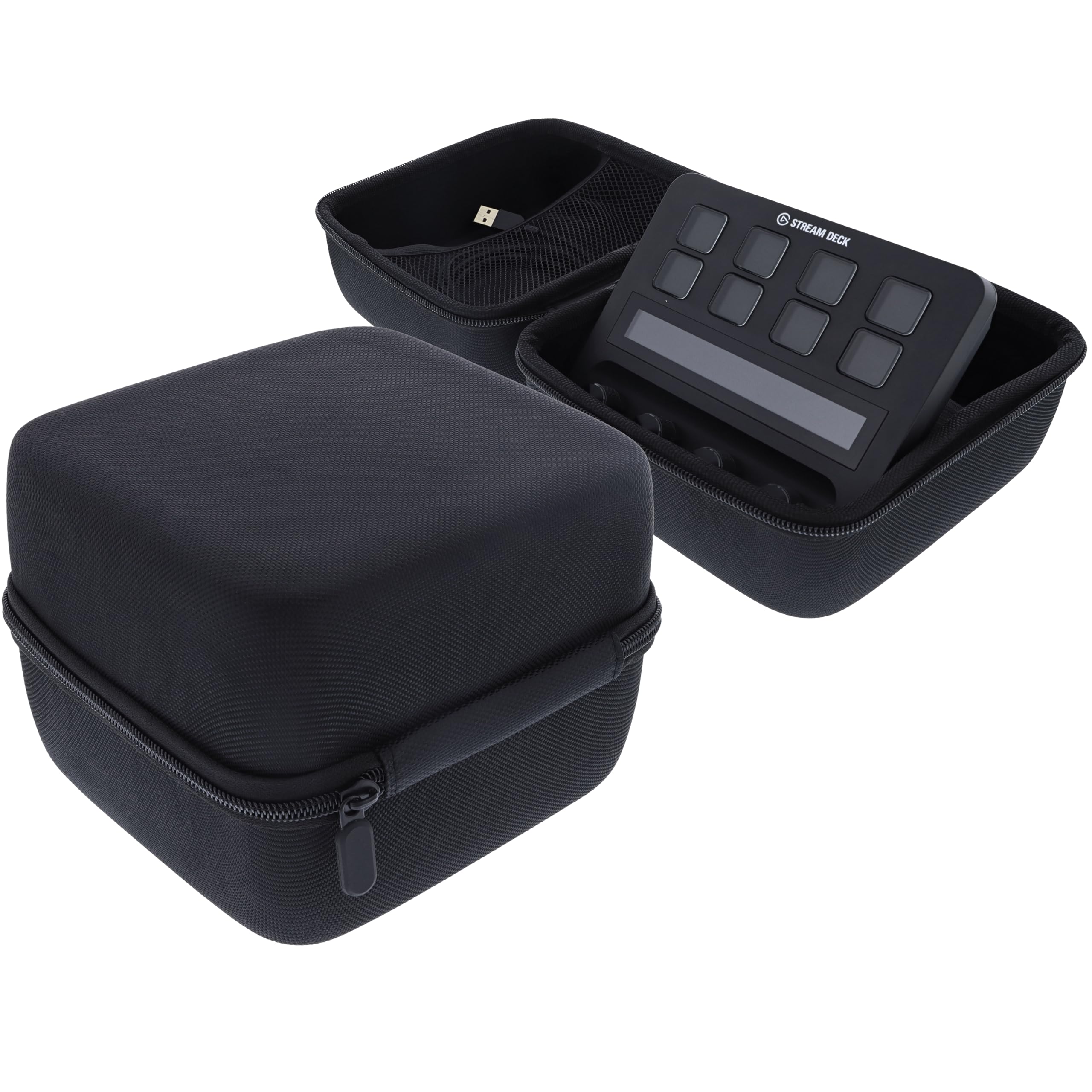 Tasche kompatibel mit Elgato Stream Deck + / XLR robuste Schutzhülle Transporttasche Tragetasche Case Aufbewahrung Studio Controller Zubehör für unterwegs schwarz