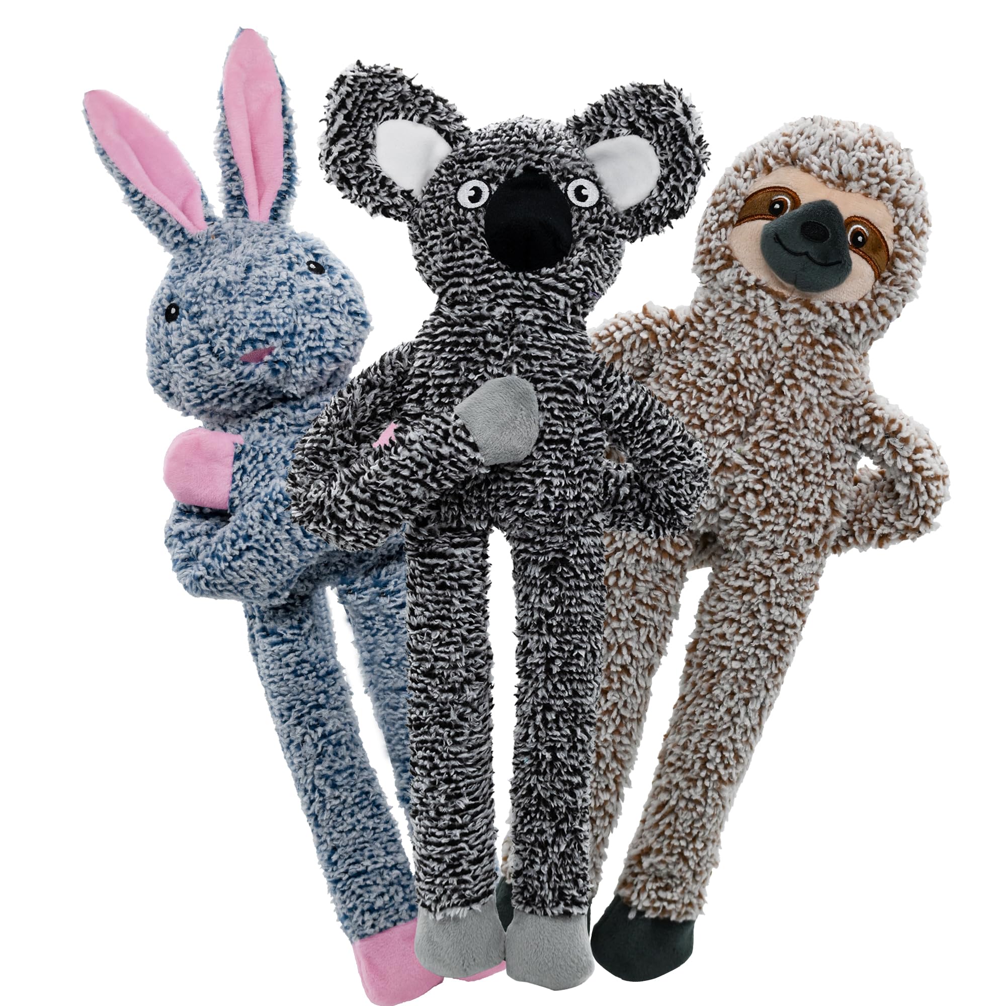 3pack No Stuffing Dog Toys for Large Dogs, Plush Teething Toys to Keep Them Busy, Squeaky Crinkle Interactive Toys, Cute Funny Dogs Animals Gifts for