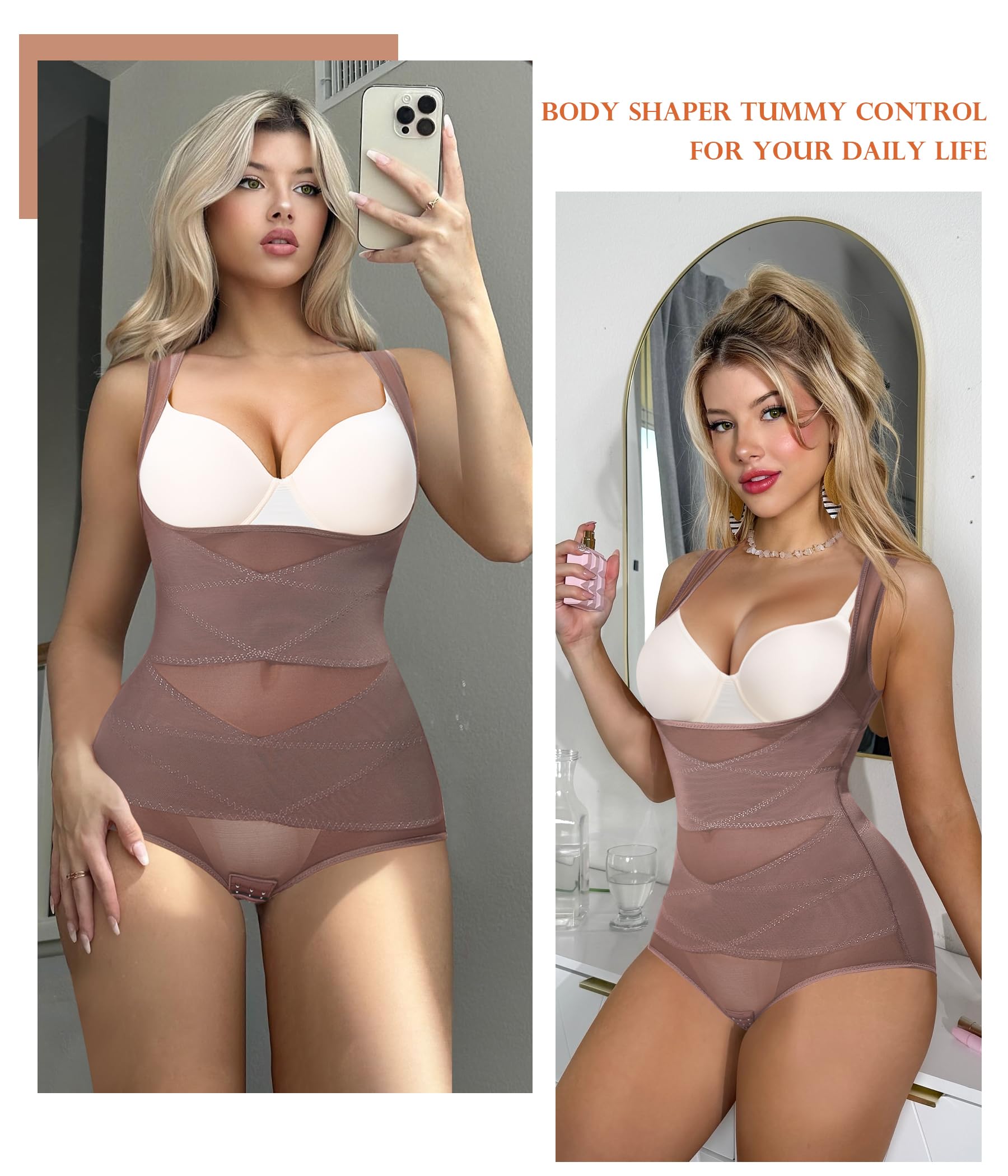 Body modellante per il controllo della pancia, body da donna strappato in vita, per sollevamento dei glutei