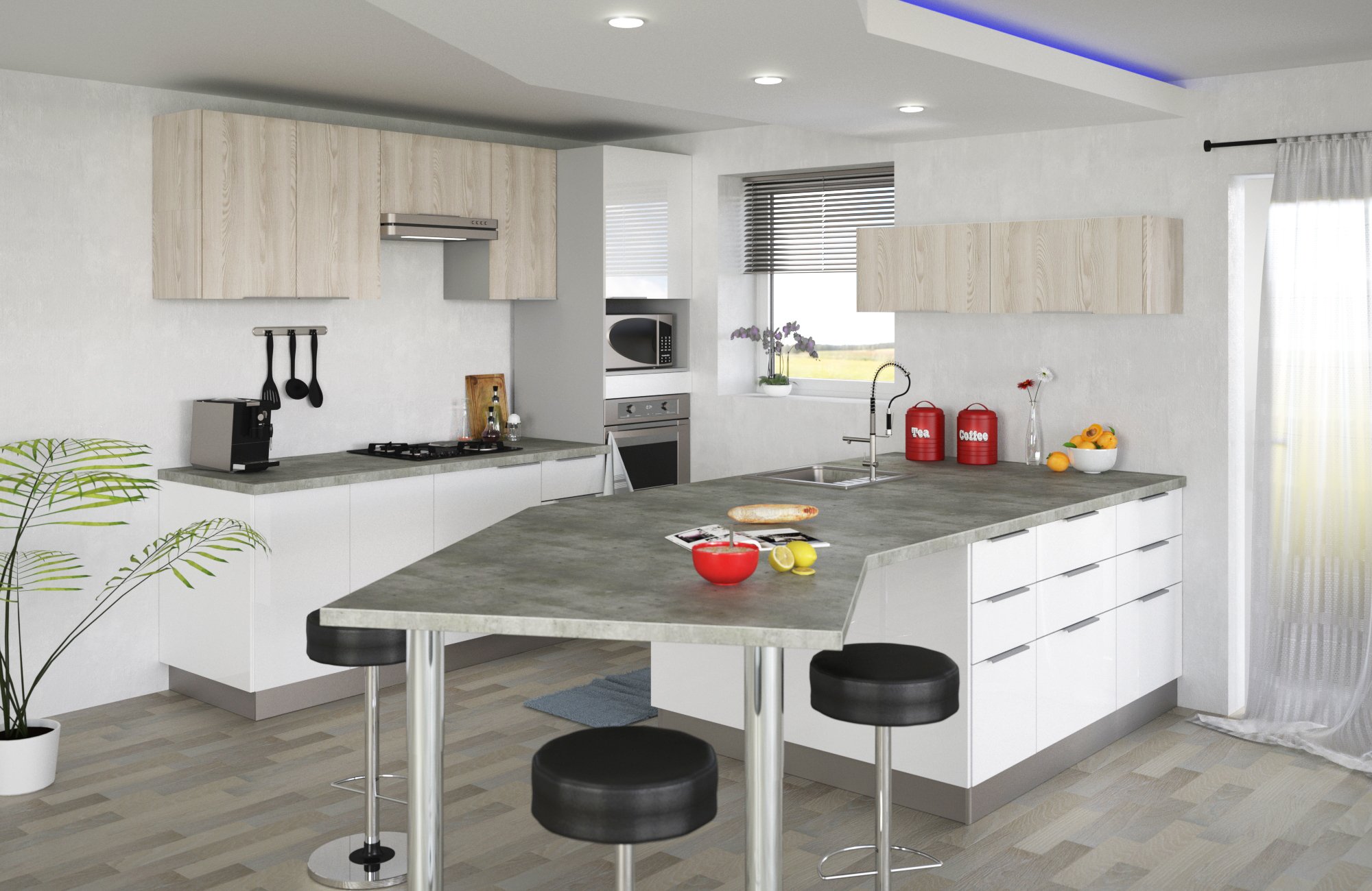 Berlioz créations – Subwoofer Alto de Cocina sobre Campana 80, Paneles de partículas, Fraxinus Sablé, 80 x 34 x 35 cm