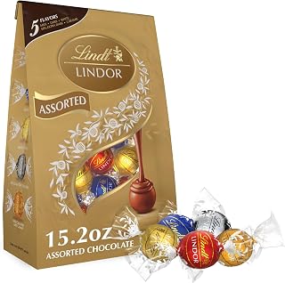 Lindt LINDOR Assorted Chocolate Truffles 15.2 oz Bag - Milk, Dark, White, Caramel, Extra Dark - Smooth Melting Centers