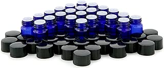 Vivaplex, 24, Cobalt Blue, 1 ml (1/4 Dram) Glass Bottles, with Orifice Reducers and Black Caps - coolthings.us