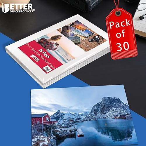Miniatura 5 de Better Office Products Papel fotográfico brillante, 8.5 x 11 pulgadas, 30 hojas, 7.05 oz/m², tamaño carta, paquete de 30 unidades