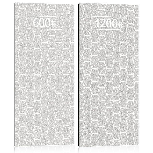2PCS Diamond Sharpening Stone Kalolary Knife Sharpener Stone Whetstone Honeycomb Surface Diamond Sharpener Plate with Non-slip Base for