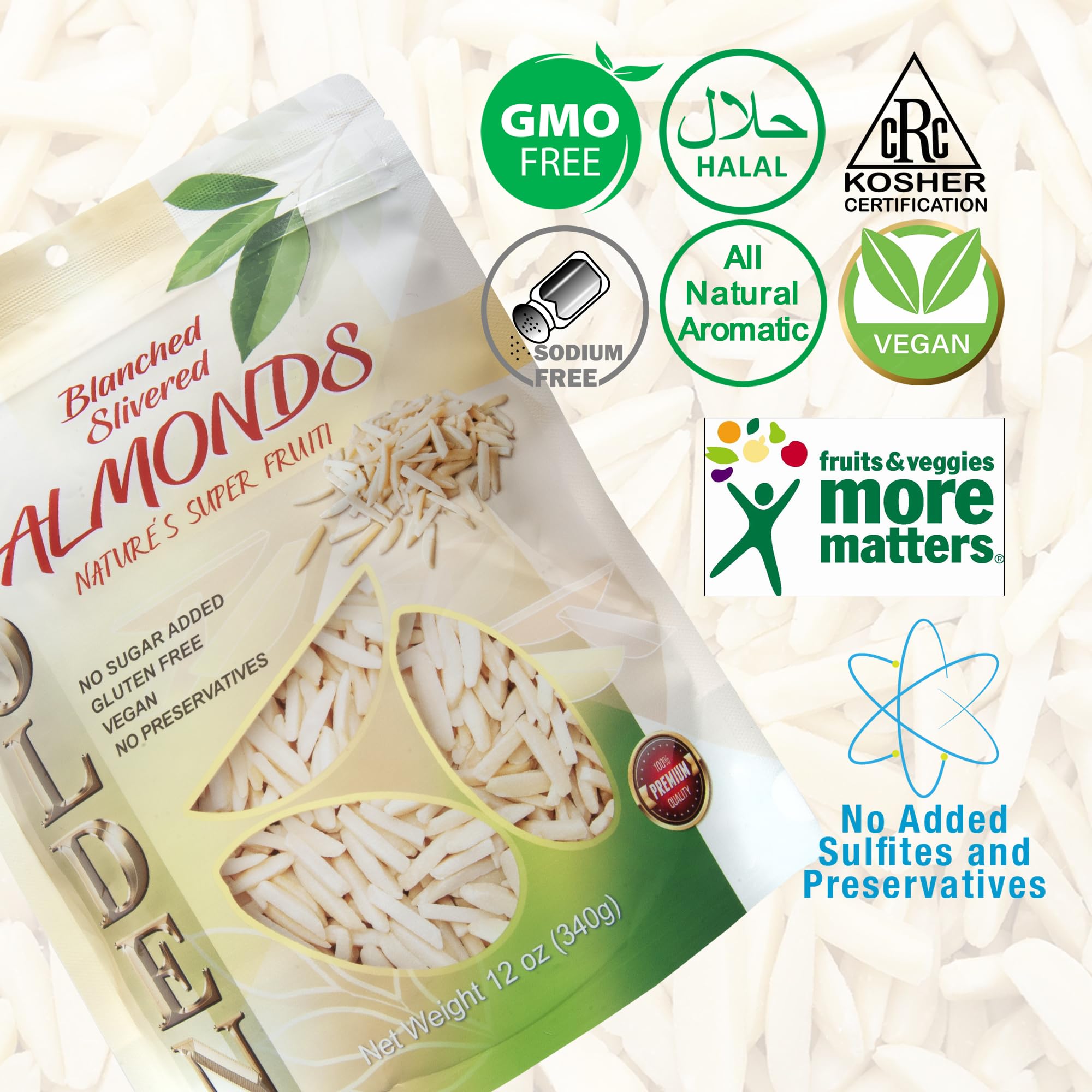 Amazon.com : Golden Slivered Blanched Almonds 12 oz (340 g) | No