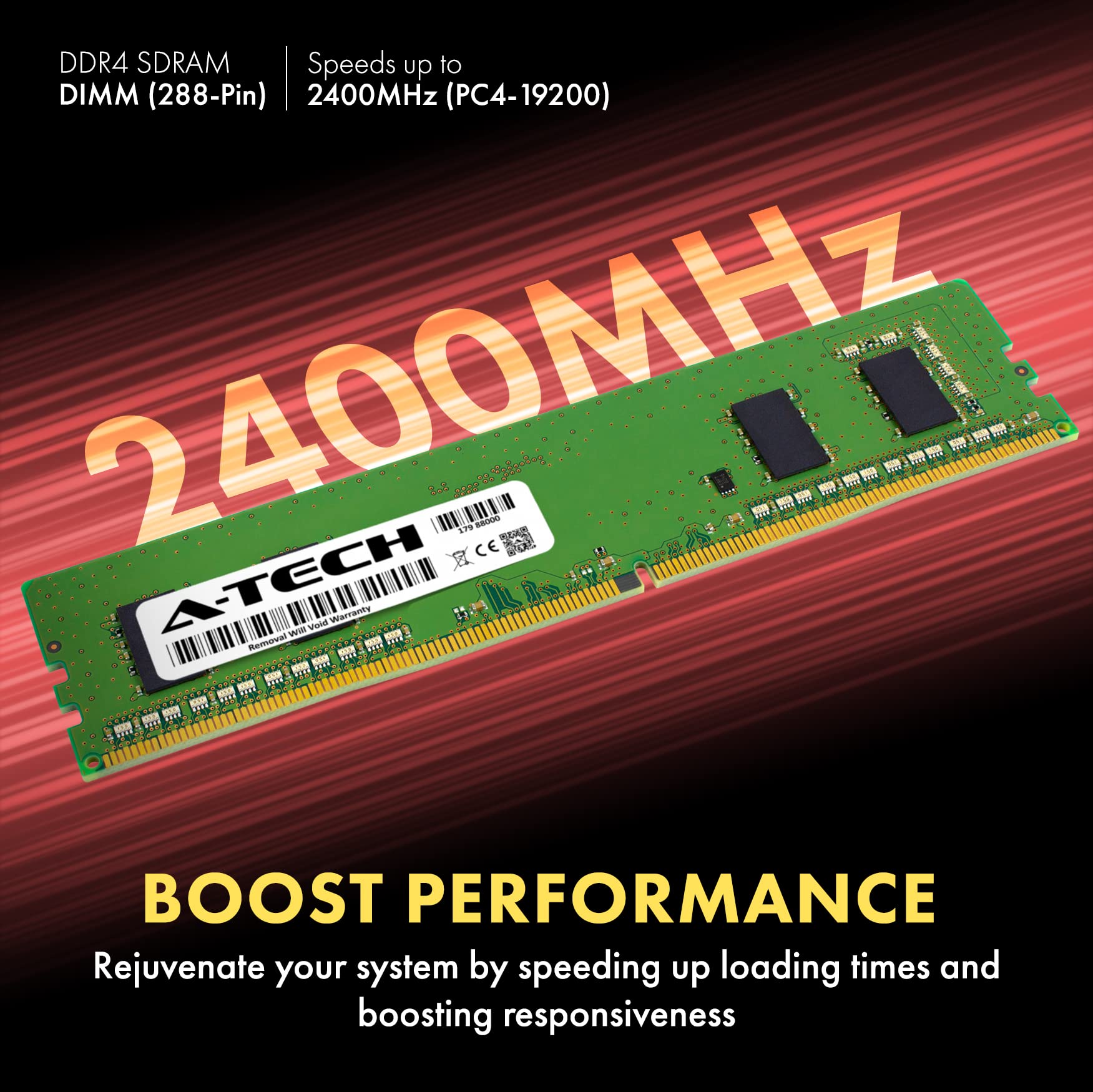 A-Tech 4GB DDR4 2400MHz DIMM PC4-19200 UDIMM Non-ECC 1Rx16 1.2V