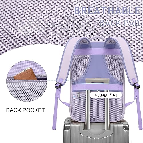 Miniatura 6 de MATEIN Mochilas de viaje para mujer, mochila de equipaje de mano de 17 pulgadas aprobada por vuelo con puerto de carga USB, mochila para laptop de