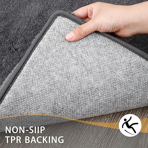 Miniatura 4 de MINIDEAR Alfombras de baño de 24 x 17 pulgadas, color gris volcánico, alfombra de baño de espuma elástica gruesa, ultra suave y esponjosa,