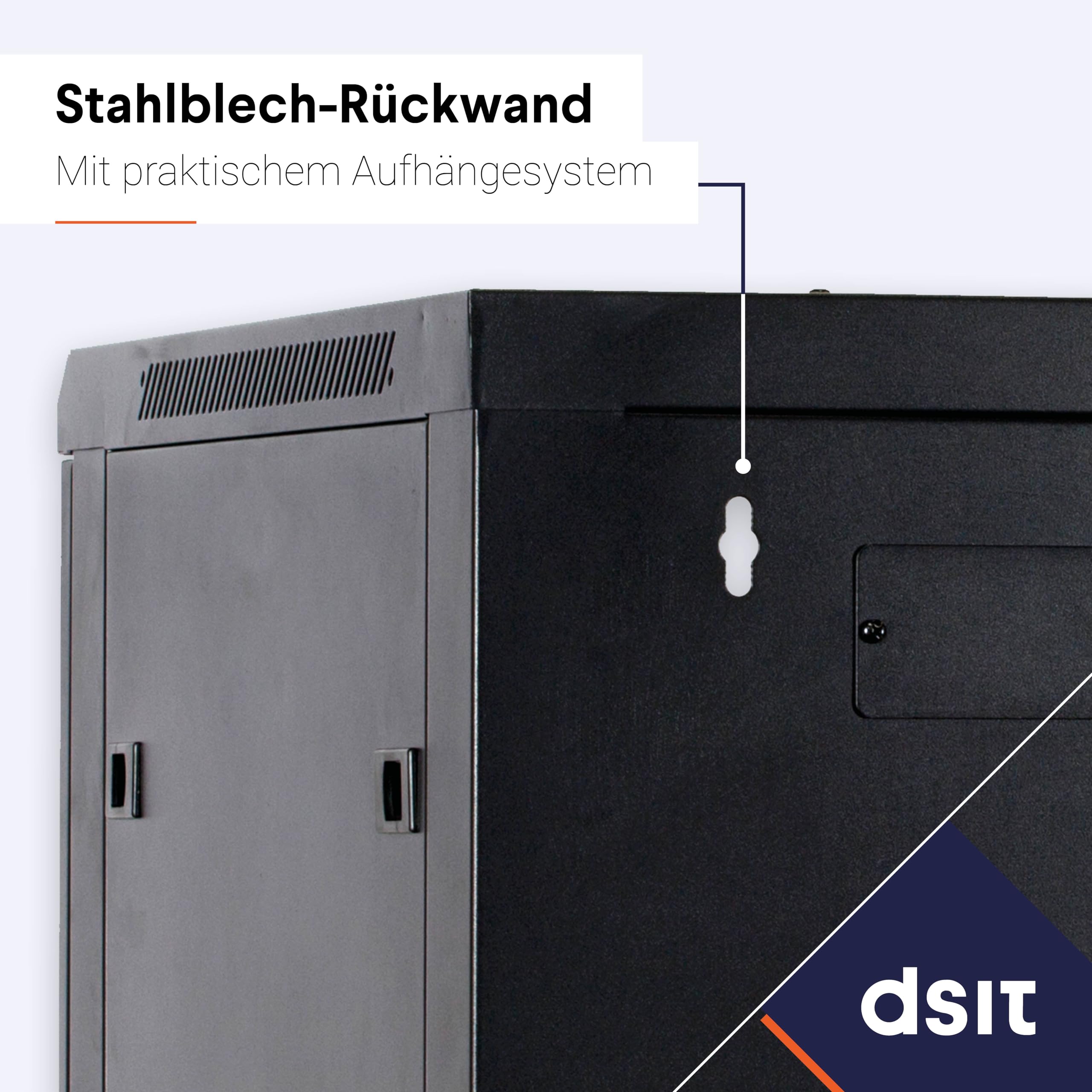 Baseline 19 Zoll 4 HE Netzwerkschrank mit Glastür 600x450x280mm (BxTxH) - Schwarz - Traglast 50 kg - Wandmontage - Serverschrank - Wandgehäuse - Server Rack - Server Enclosure