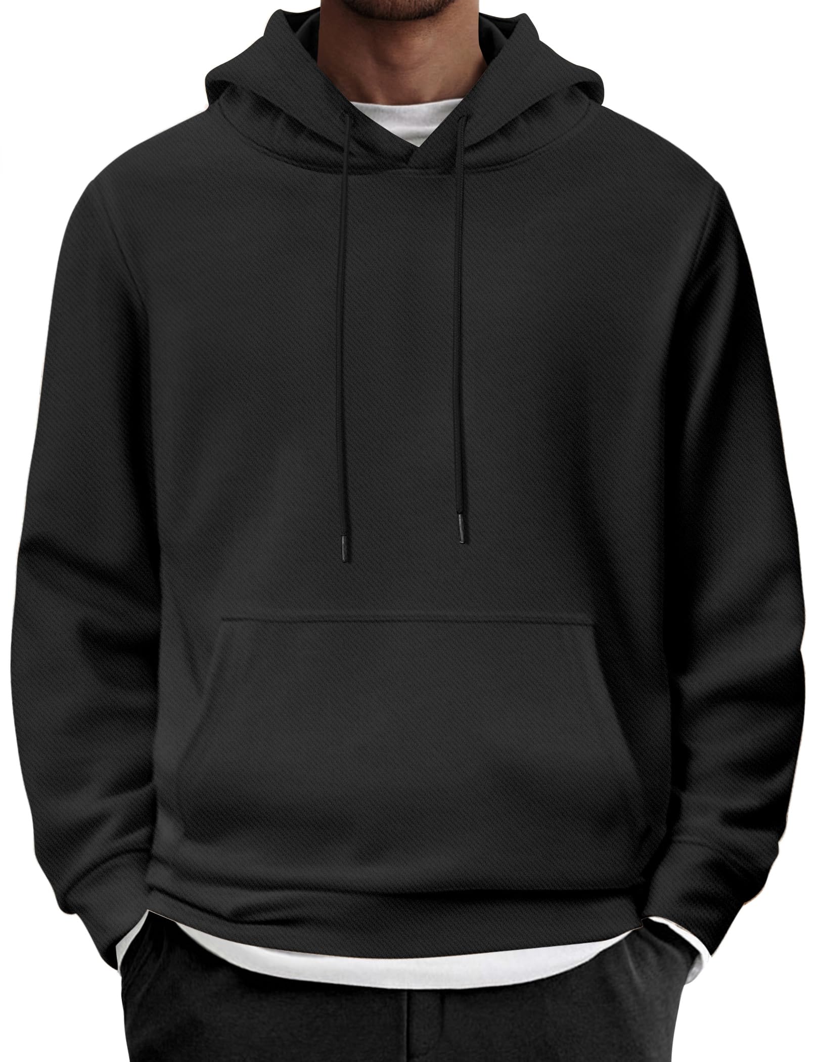 Mens Hoodie Long Sleeve Casual Pullover Hooded Sweatshirt Fashion Drawstring Hoodies with Pocket