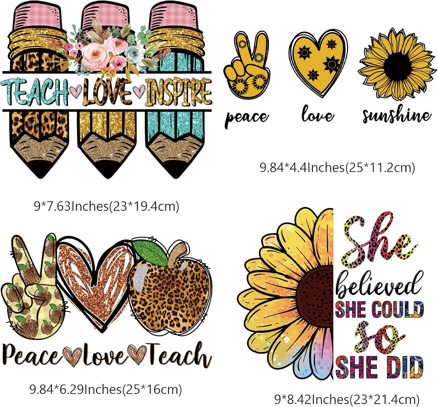 Teacher Iron on transfers for Clothing Patches Heat Transfer Paper for t Shirts Iron on Thermal Transfers DIY Craft Supplies (VO-1)