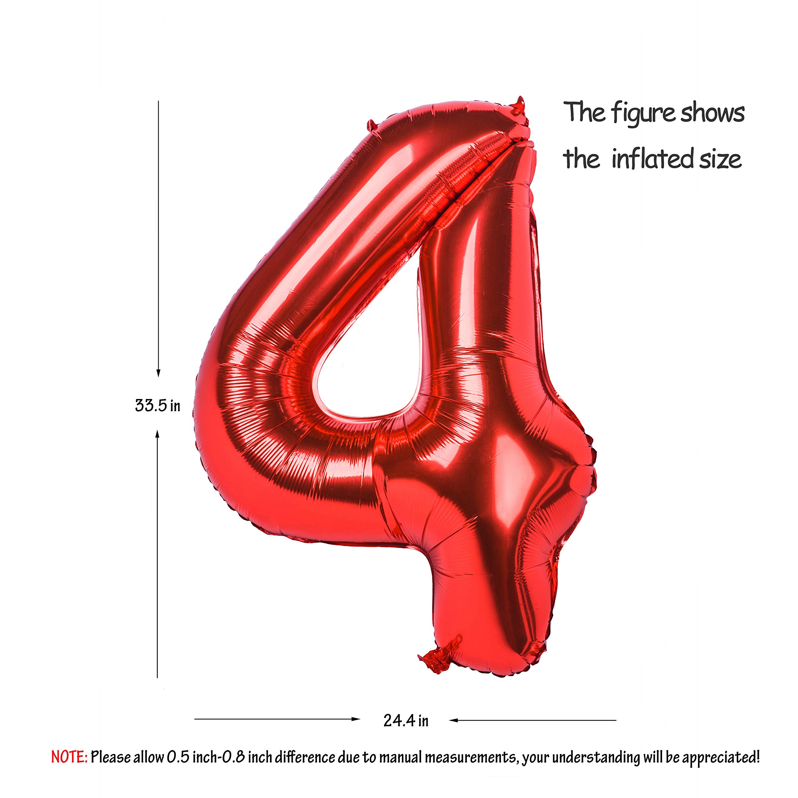 Red 0 balloon 40 Inch Giant Helium Foil Number 0 to 9 Red Balloon Birthday Wedding Party Digital Decorations (Number 0) — view 347