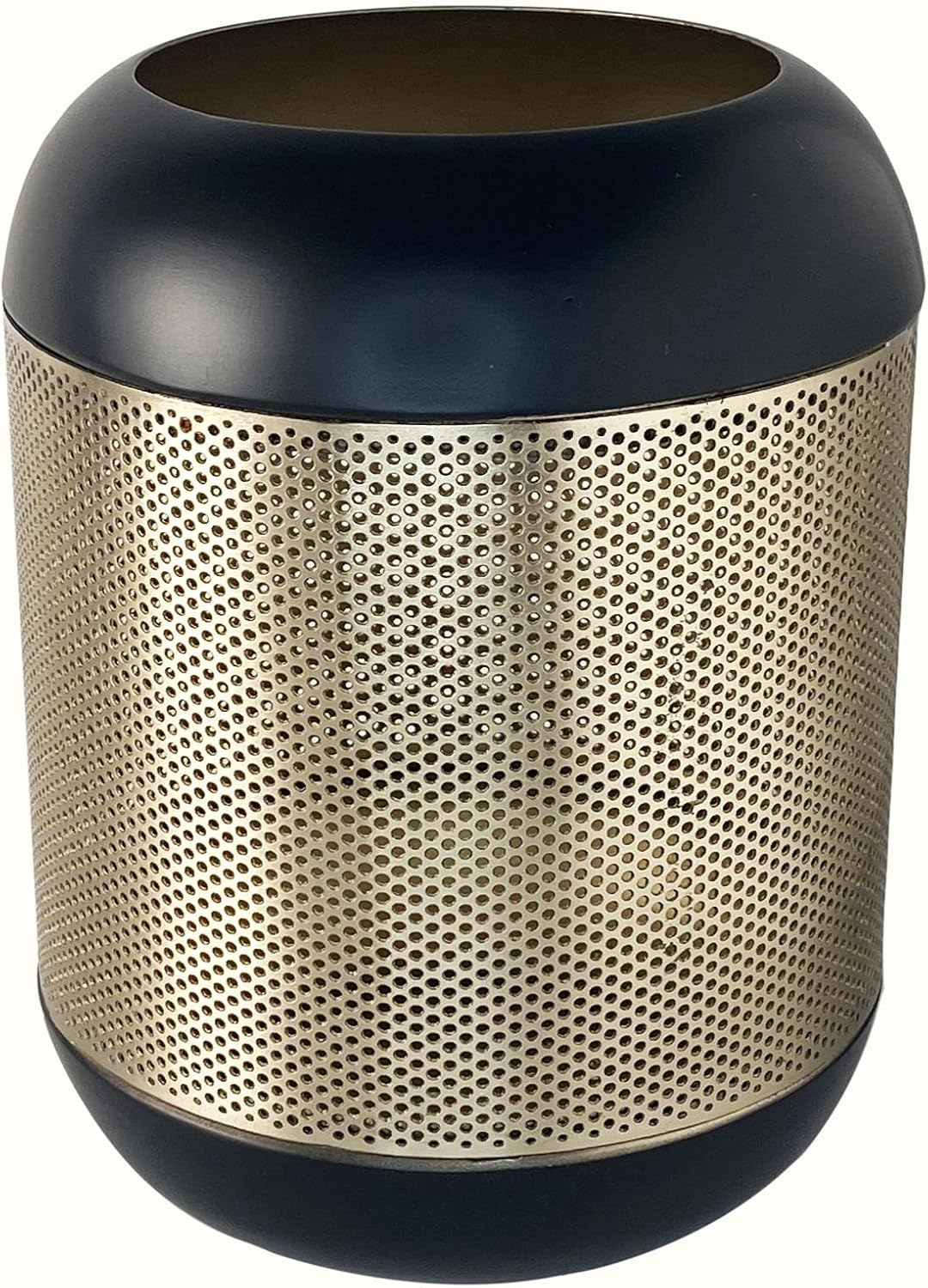 Contemporary Home Living 7.5" Gold and Black Small Hurricane Candle Holder