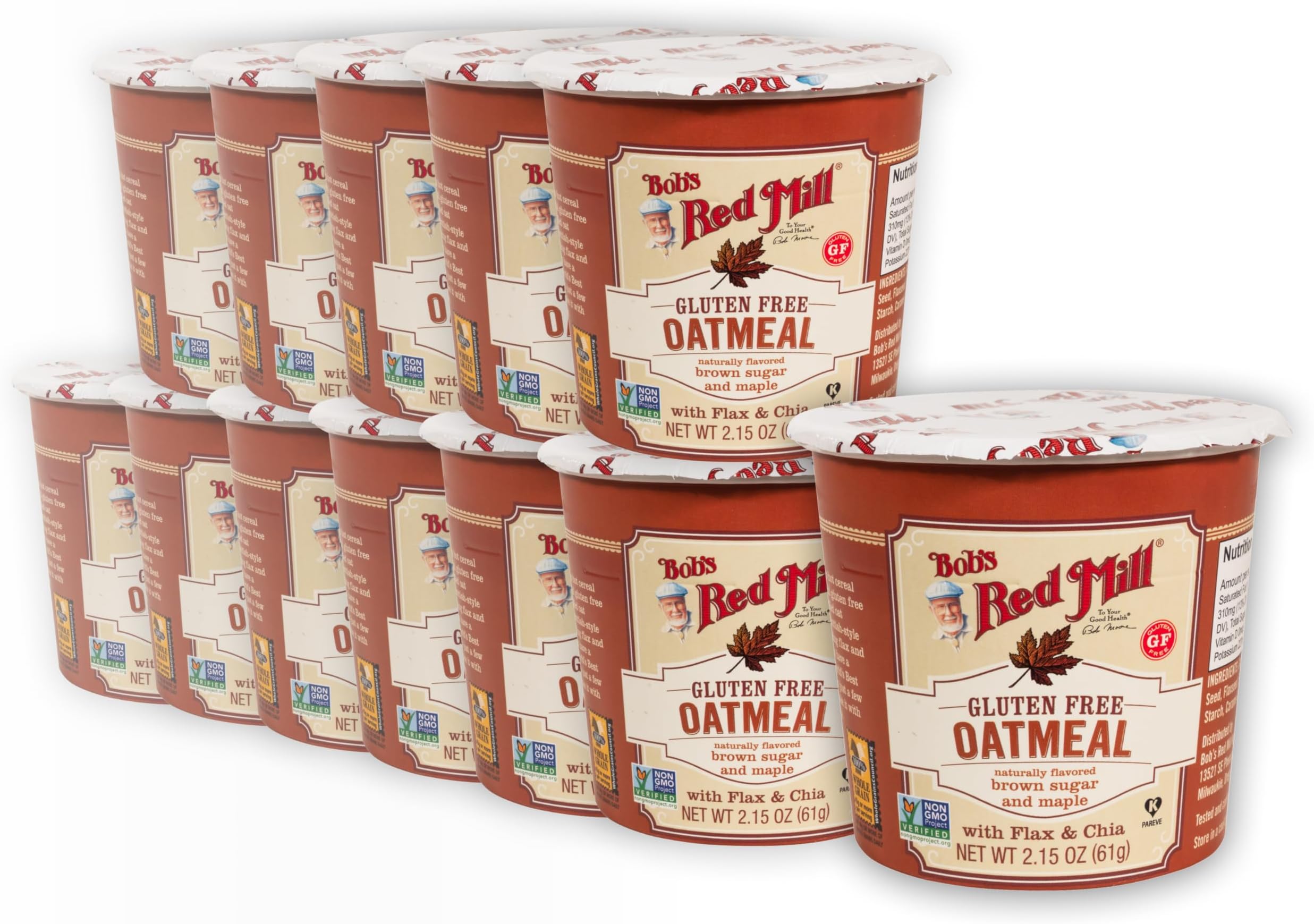 Bob's Red Mill Gluten Free Oatmeal Cup, Brown Sugar & Maple (Pack of 12)