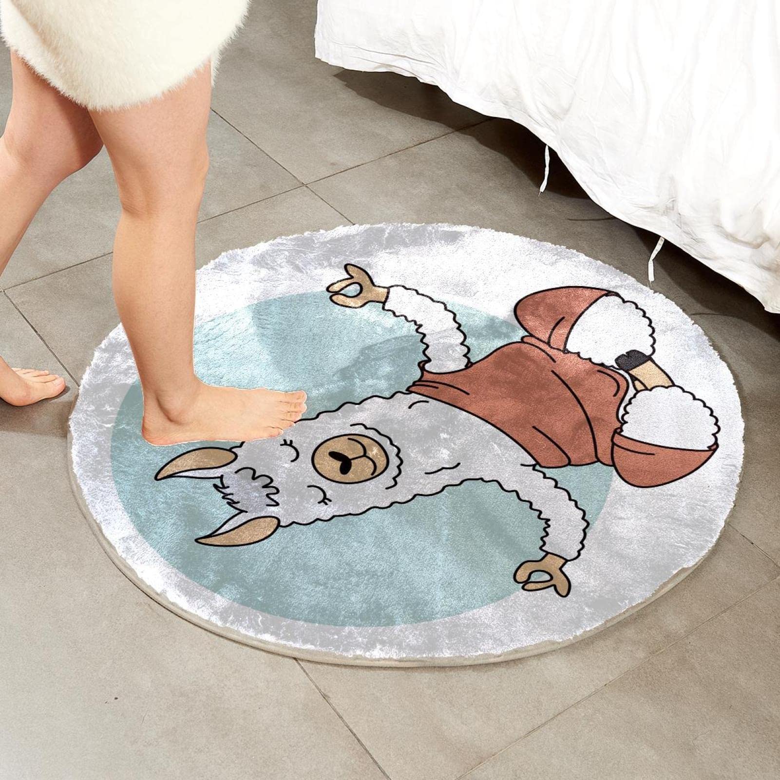Do Yoga Tapis rond en alpaga pour chambre à coucher, salon, étude, jeu