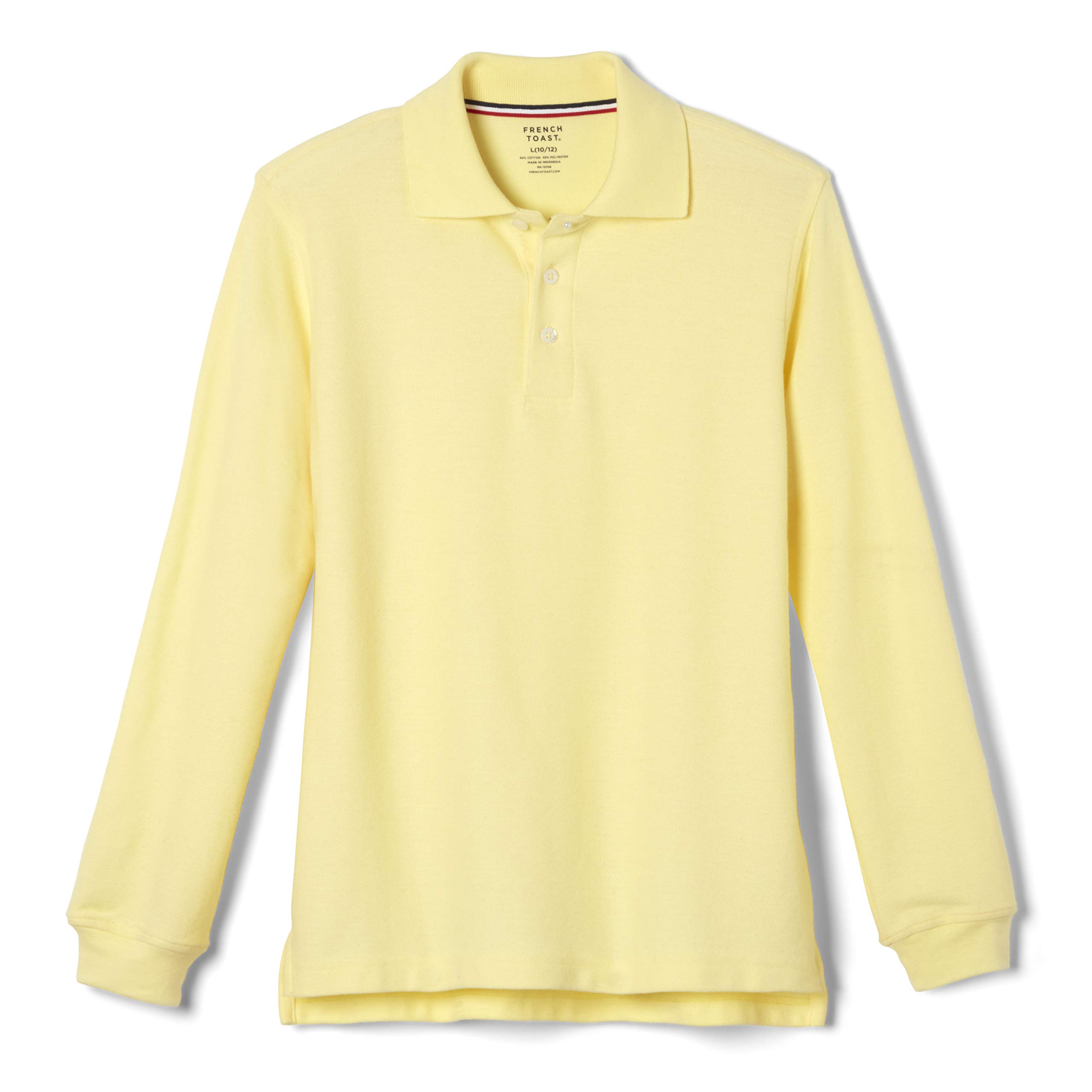 French Toast Boys Long Sleeve Pique (Standard & Plus) Polo Shirt, Yellow, XS (4/5 Years)