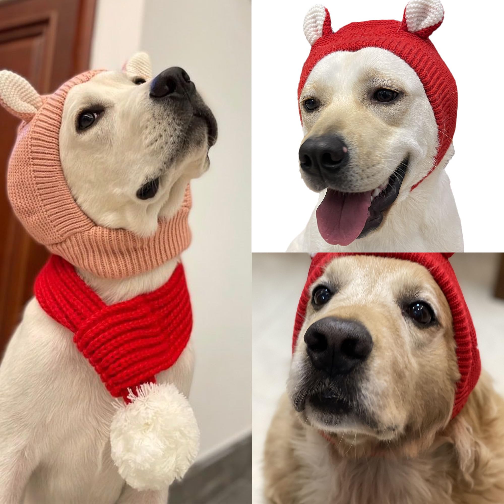 1 st gebreide hondenmutsen grappige hondenoren hoes huisdier oorkappen hond winter warm hoofd wrap huisdier snood voor hond puppy kat kitten