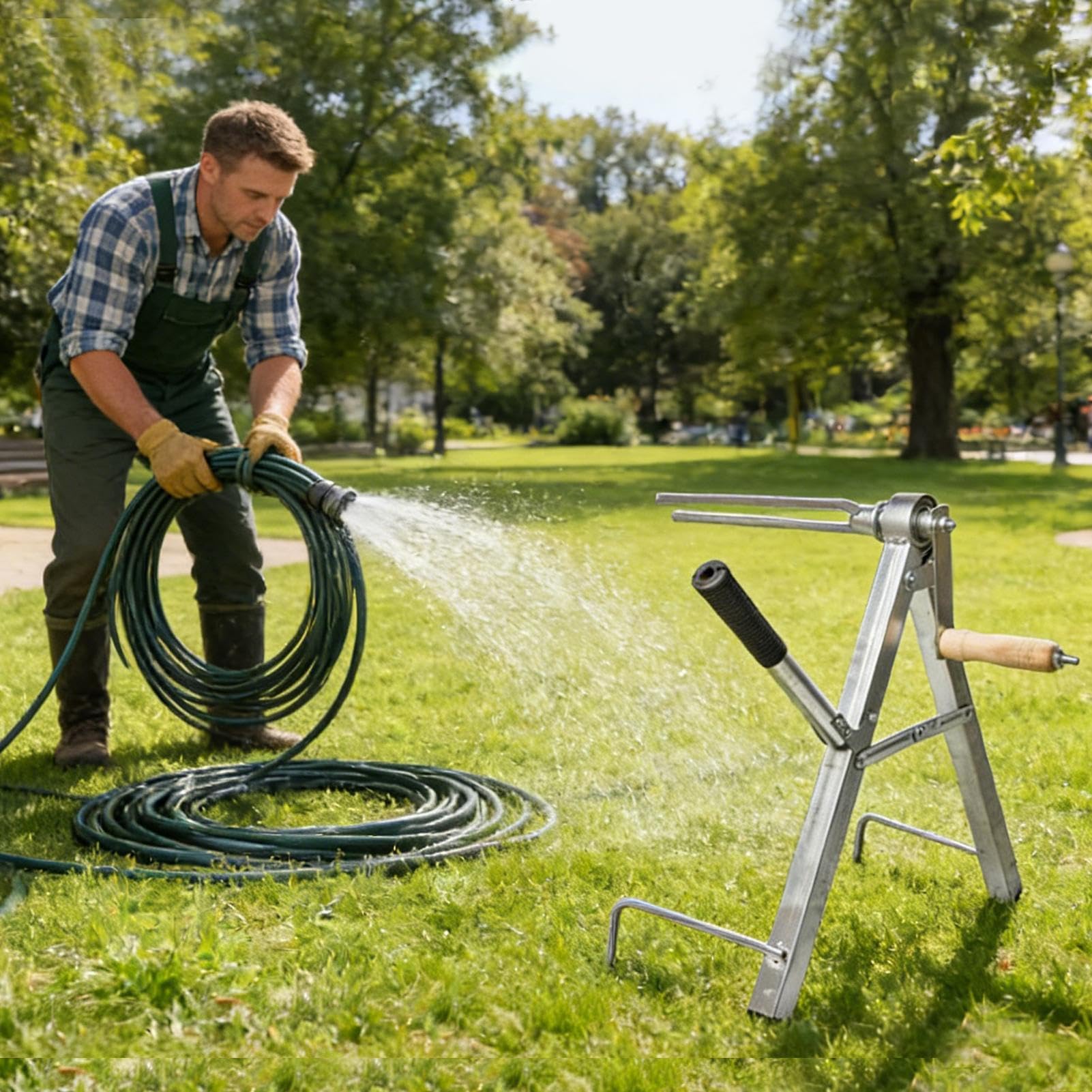Enrouleur Tuyau d'Arrosage Jardin Support pliable robuste et antidérapant