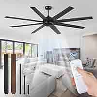 not fox② YKXONFA Solid Wood Ceiling Fans Without Light, 72 inch Real