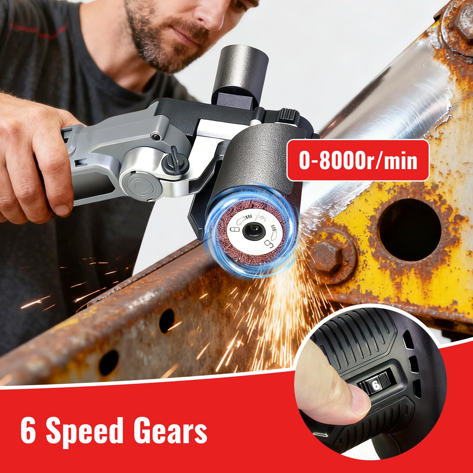 Spazzolatrice per Legno, Levigatrice a Spazzola Senza Fili da 800 W Compatibile con Makita da 20 V Levigatrice a Tamburo per Levigare e Lucidare Legno e Metallo